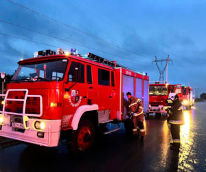 Pożar sortowni odpadów w Promniku