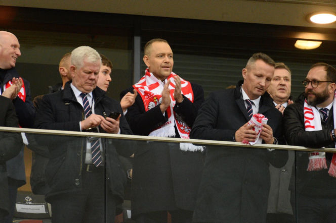 Karol Nawrocki i Przemysław Czarnek na mecze Polska - Albania