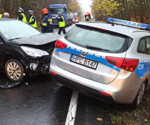 wypadek z udziałem radiowozu w Dusocinie pod Grudziądzem