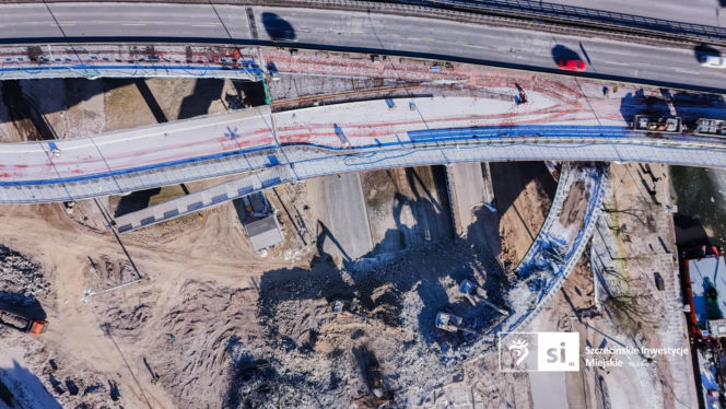 Postępy prac przy wyburzaniu łącznicy Trasy Zamkowej