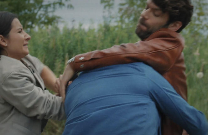 M jak miłość, odcinek 1899. Agnes (Amanda Mincewicz), Artur Rogowski (Robert Moskwa), Martin (Paweł Izdebski)