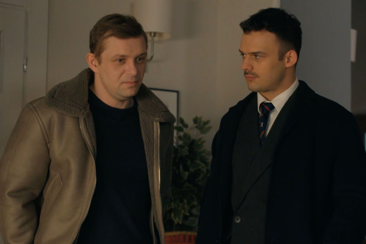 Barwy szczęścia, odcinek 3414: Hubert (Marek Molak), Asia (Anna Gzyra-Augustynowicz), Adam (Kamil Studnicki)