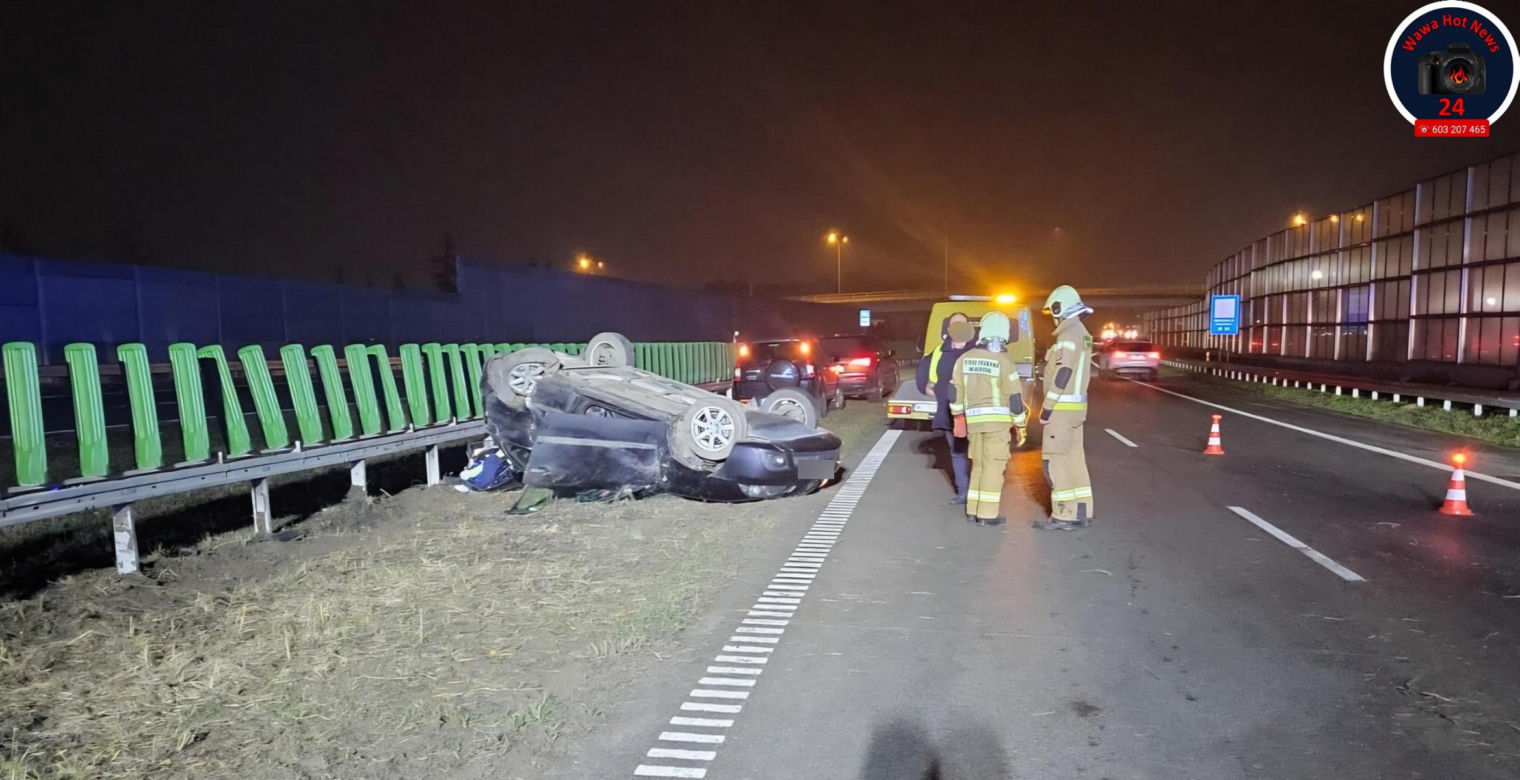 Dachowanie na S8. Jedna osoba trafiła do szpitala