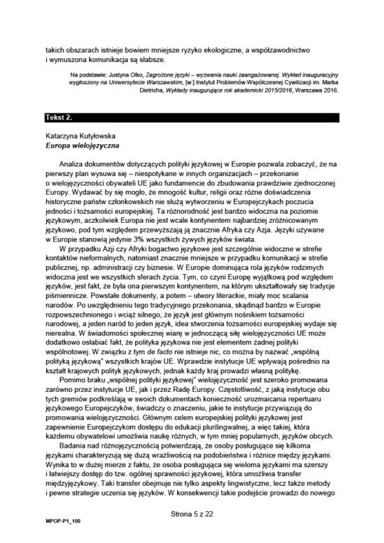 Próbna matura z języka polskiego 2022/2023 - ARKUSZ CKE