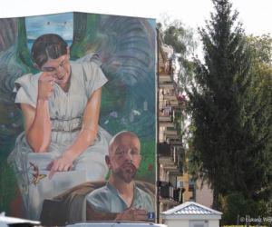 Obraz Malczewskiego na ścianie bloku. W Radomiu powstał największy mural z jego dziełem