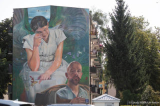 Obraz Malczewskiego na ścianie bloku. W Radomiu powstał największy mural z jego dziełem
