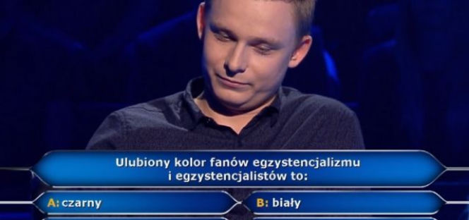 Kolor egzystencjalizmu i egzystencjalistów to... Odpowiedź na pytanie z Milionerów 