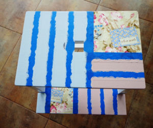 Taboret ze schodkiem IKEA w wersji decoupage