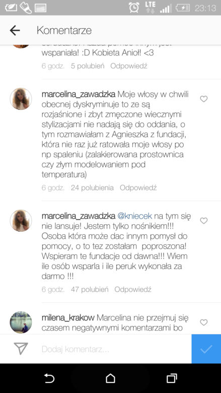 Marcelina Zawadzka na Instagramie