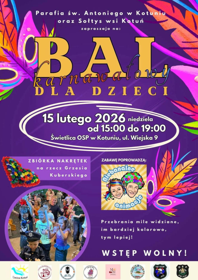 Bal Karnawałowy dla Dzieci w Kotuniu. Przebrania mile widziane!