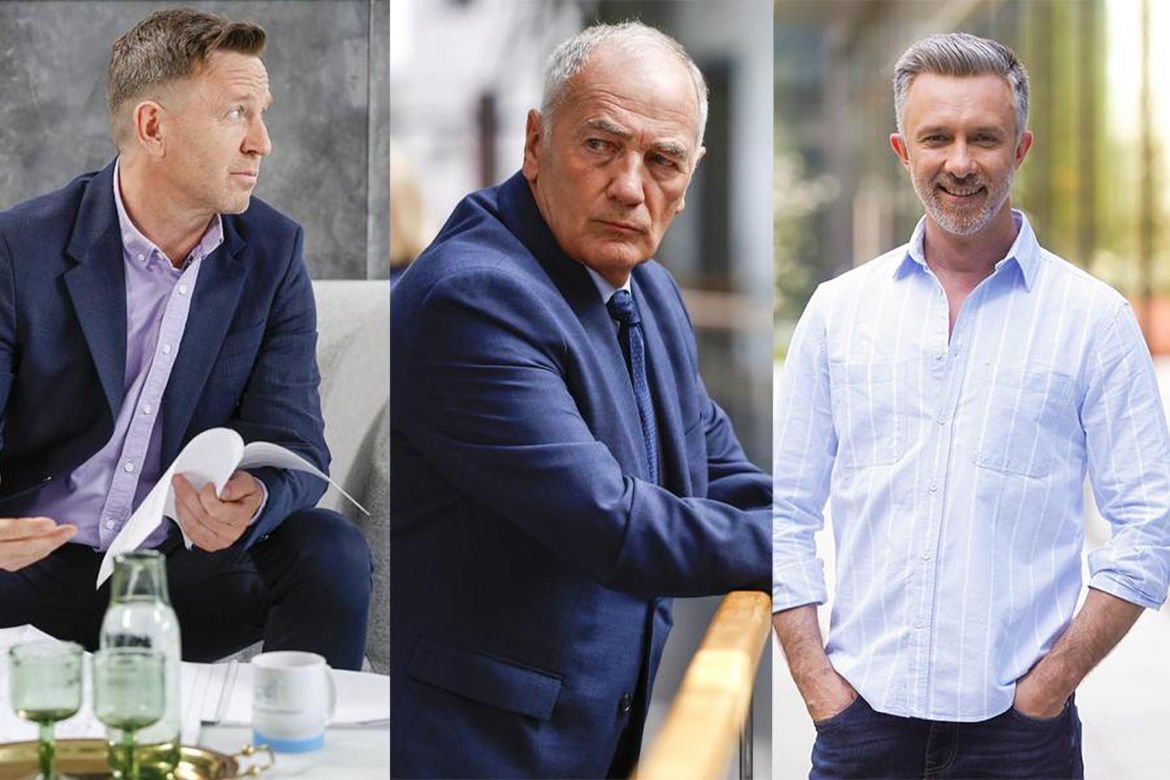 Pierwsza miłość. Michał (Wojciech Błach), Karol (Karol Strasburger), Artur (Łukasz Płoszajski) 