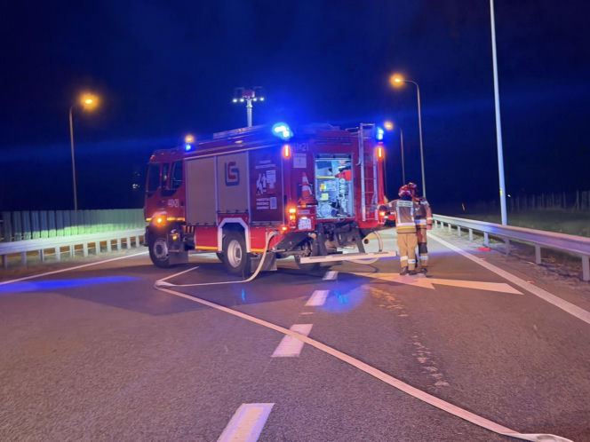 Mustang stanął w płomieniach na S3. Akcja strażaków na Dolnym Śląsku