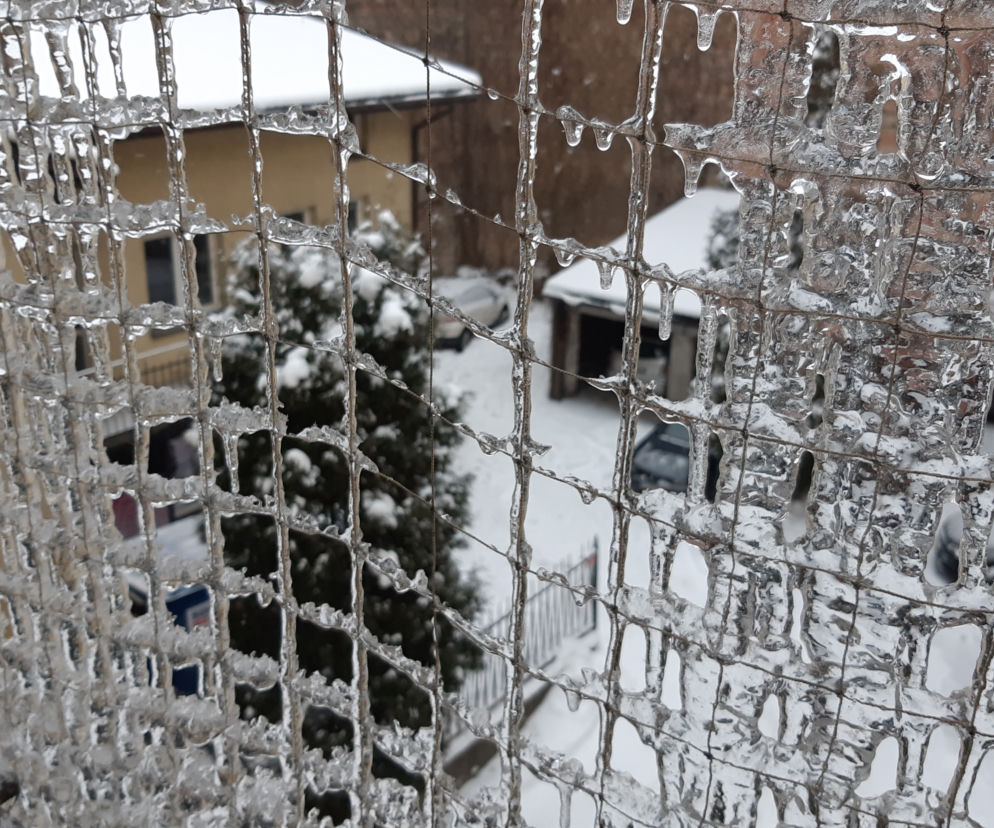 Topniejący lód uderzył w głowe mieszkankę