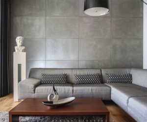 Wnętrza z betonem architektonicznym na ścianie