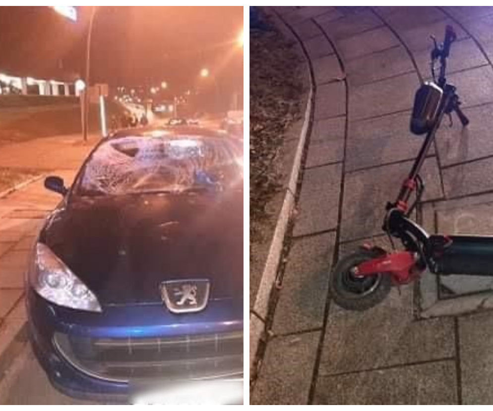 Pijany 71-latek jechał hulajnogą przez centrum miasta. Potrącił go kierowca bez prawa jazdy