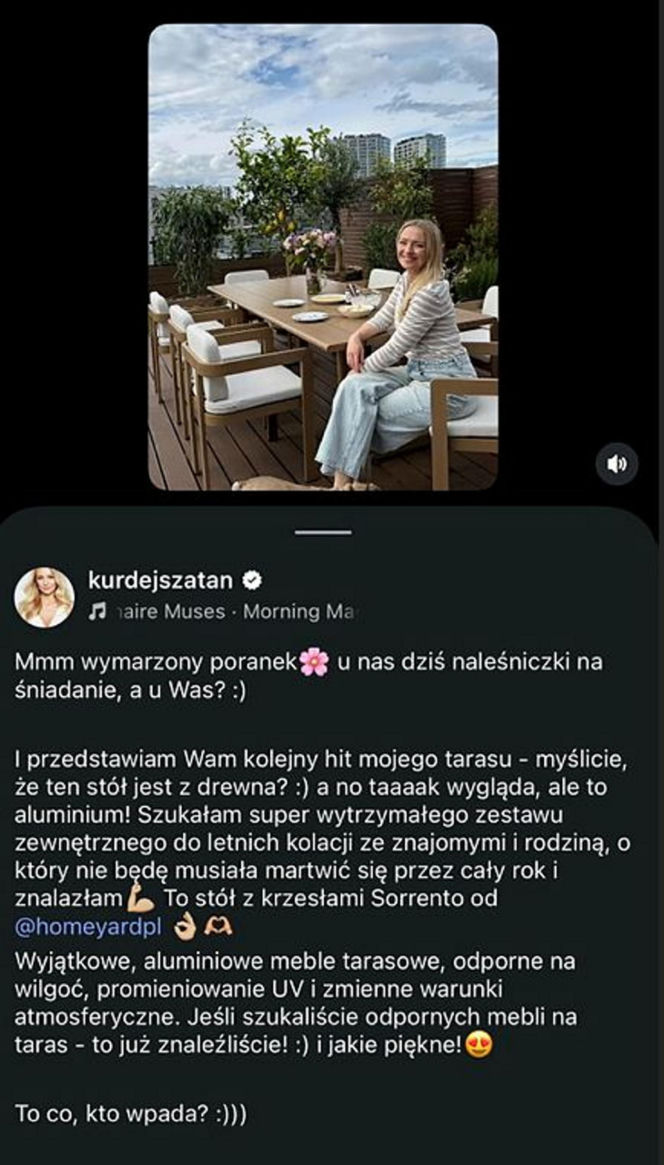 Barbara Kurdej-Szatan urządza sobie taras i dom za darmo
