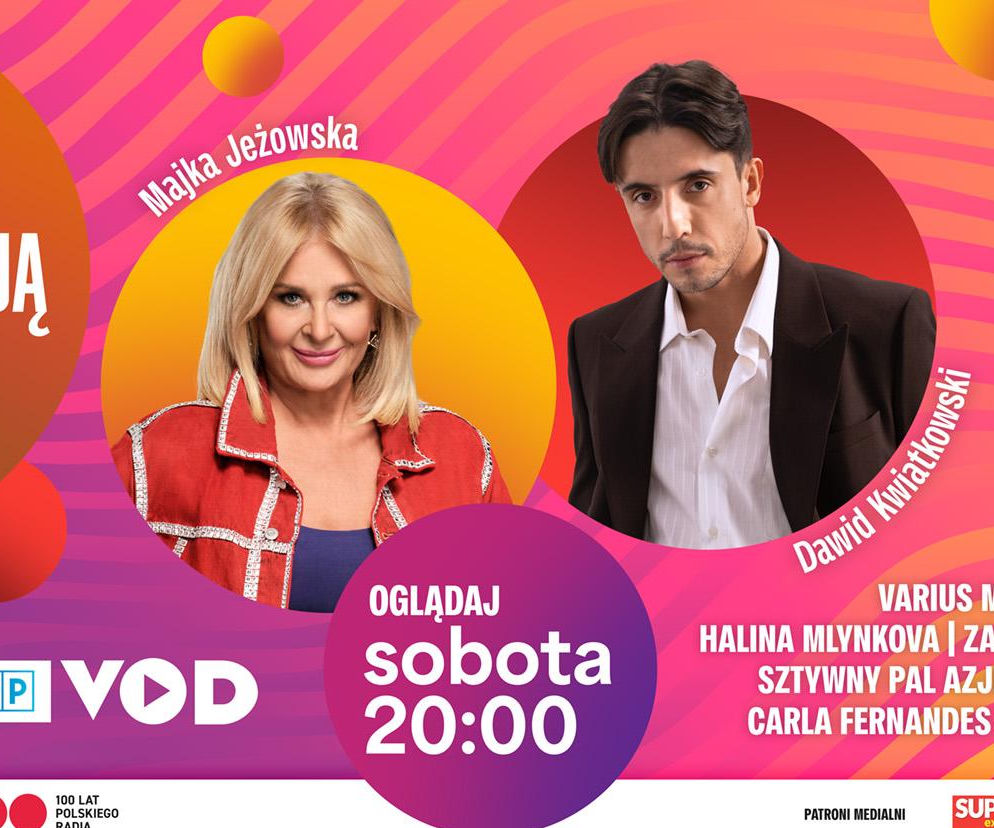 Plakat koncertu Lato z Radiem i TVP z Majką Jeżowską i Dawidem Kwiatkowskim. O gali w Tarnowie przeczytasz na SE.