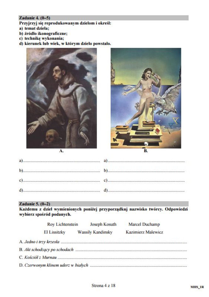 Matura 2016 - historia sztuki arkusze
