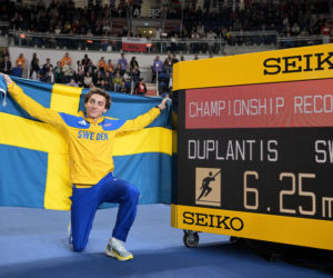 Armand Duplantis podczas Halowych Mistrzostw Świata w Lekkoatletyce Kujawy Pomorze 26 w Toruniu