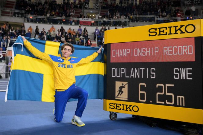 Armand Duplantis podczas Halowych Mistrzostw Świata w Lekkoatletyce Kujawy Pomorze 26 w Toruniu