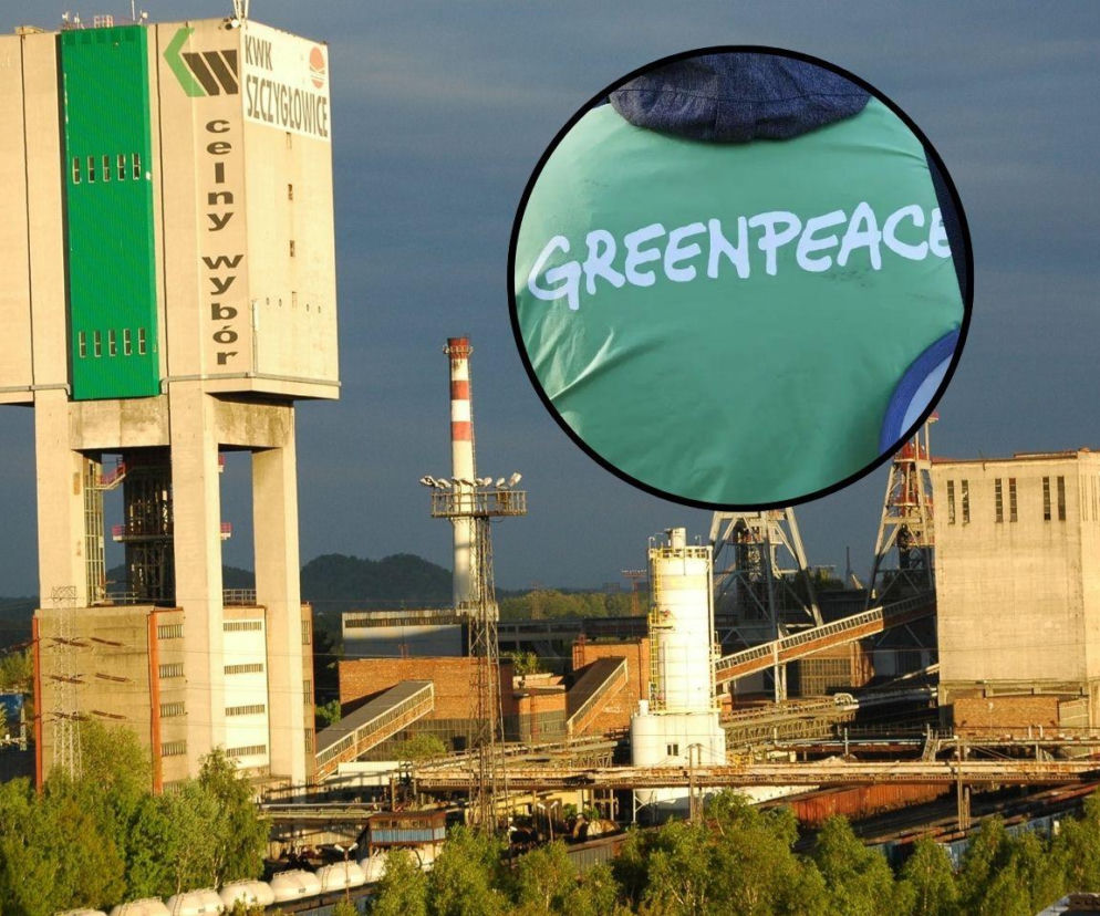 Aktywiści Greenpeace na wieży szybowej kopalni Knurów-Szczygłowice. Interweniują służby