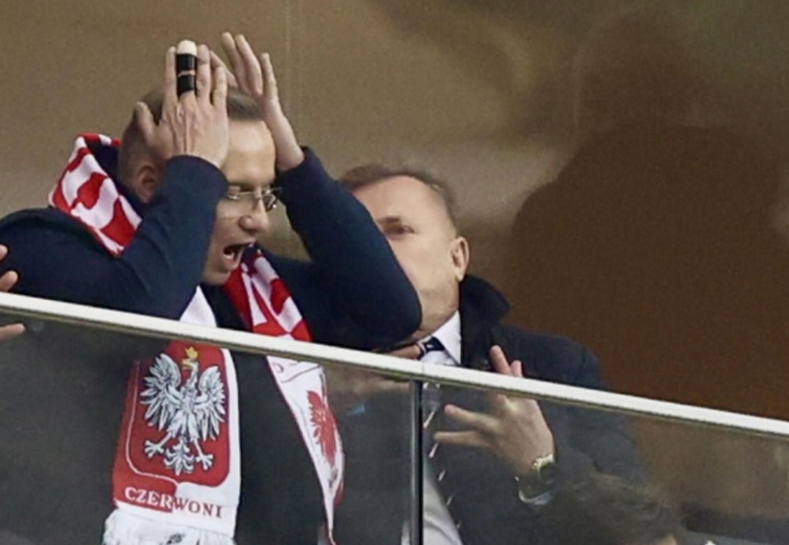 Prezydent Andrzej Duda na meczu Polska-Chorwacja