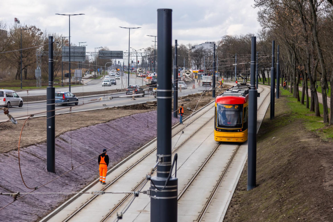 Tramwaj na Kasprzaka i Wolskiej w Warszawie