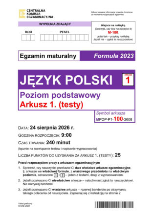 Matura poprawkowa polski 2026 arkusz CKE. Publikujemy zadania maturalne z polskiego [24.08.2026]