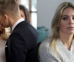 M jak miłość. Paweł (Rafał Mroczek), Katia (Joanna Jarmołowicz), Julka (Joanna Kuberska)