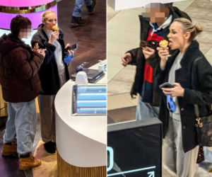 Sonia Bohosiewicz delektuje się lodami w przerwie od zakupów. Buszowała po sklepach z synem i kudłatym pupilem