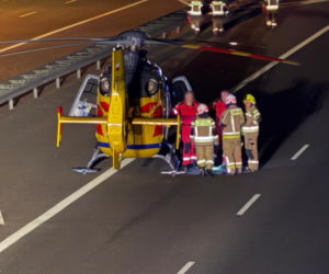 Na autostradzie A2 między węzłem Pruszków a węzłem Grodzisk Mazowiecki samochód osobowy potracił pieszego