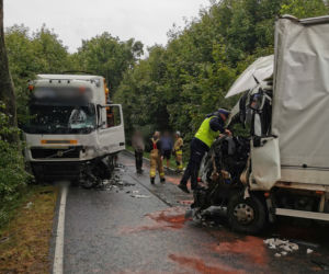 Wypadek na trasie DW 531 Łęguty - Worliny. Droga zablokowana na kilka godzin