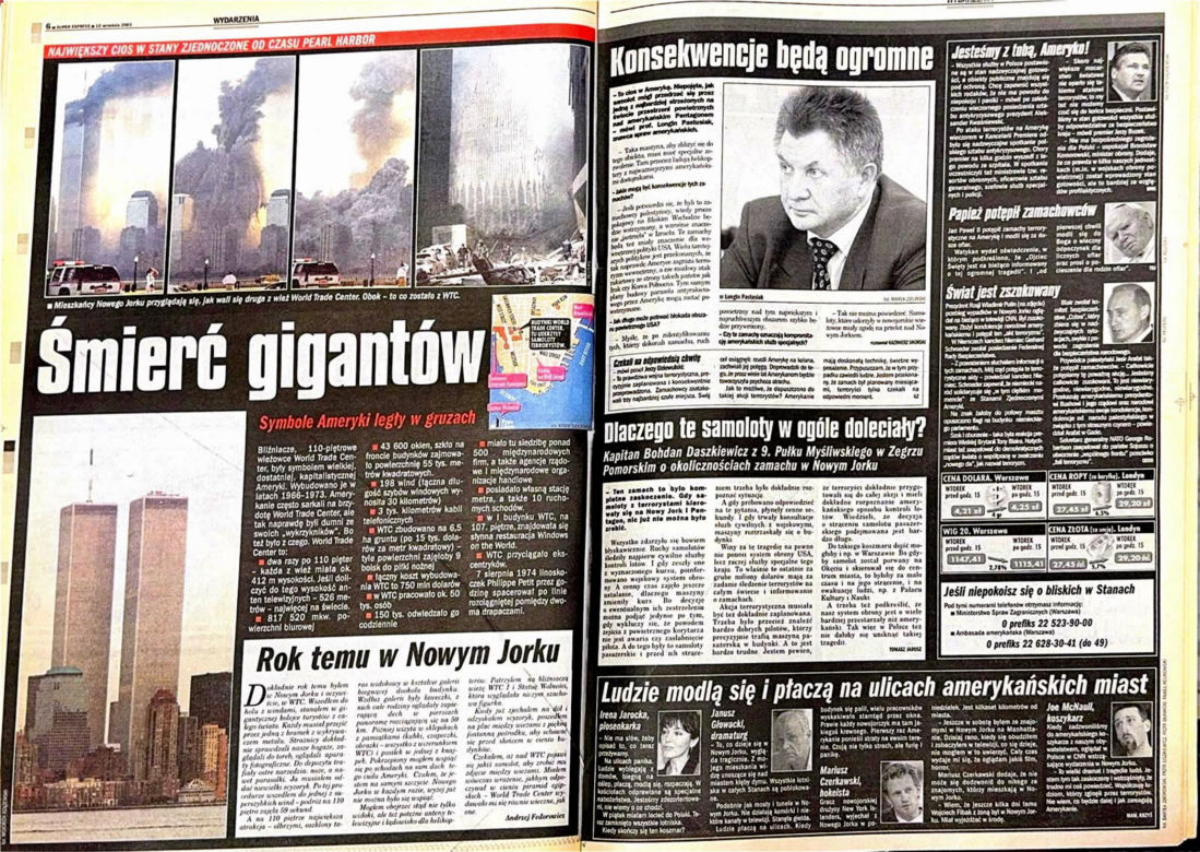 Atak na WTC. Tak opisywaliśmy go 25 lat temu