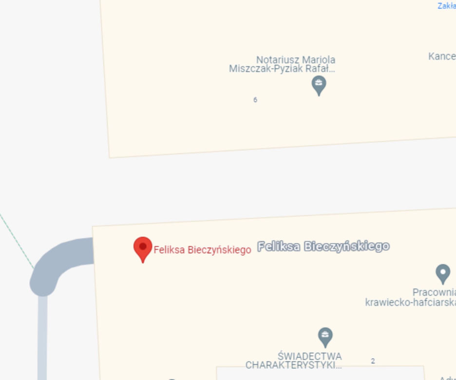 Ul. Bieczyńskiego - 62 m (boczna ul. Wieniawskiej)