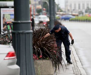 Policjanci grzebią w śmietnikach i kwietnikach w centrum Warszawy