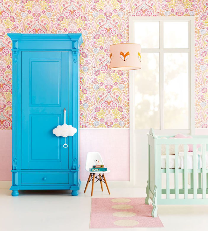 Tapeta z wzorem typu paisley w kolorach pastelowych