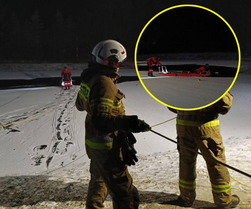 Kobieta i dziecko pod lodem