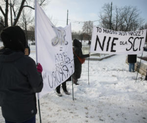 Protest przeciw Stefie Czystego Transportu w Krakowie