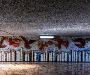 Przejście podziemne przy dawnej kopalni - mozaika z PRL