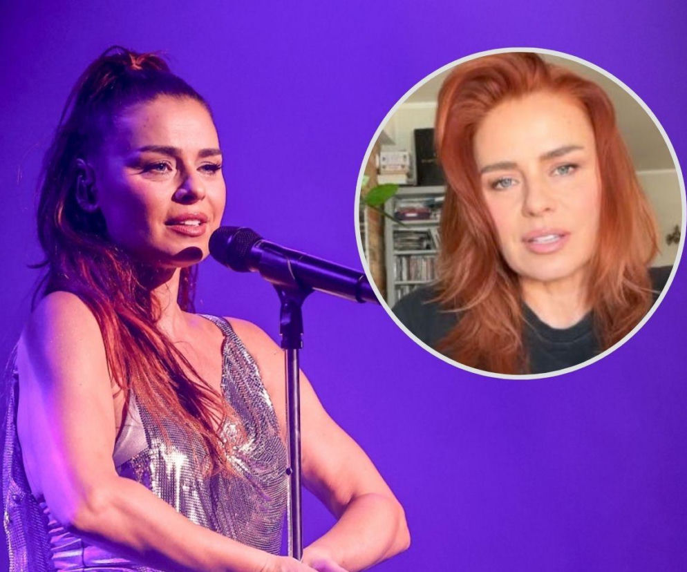 Natasza Urbańska na scenie. Na miniaturze obok wokalistka podczas nagrania. O jej chorobie przeczytasz na Eska.