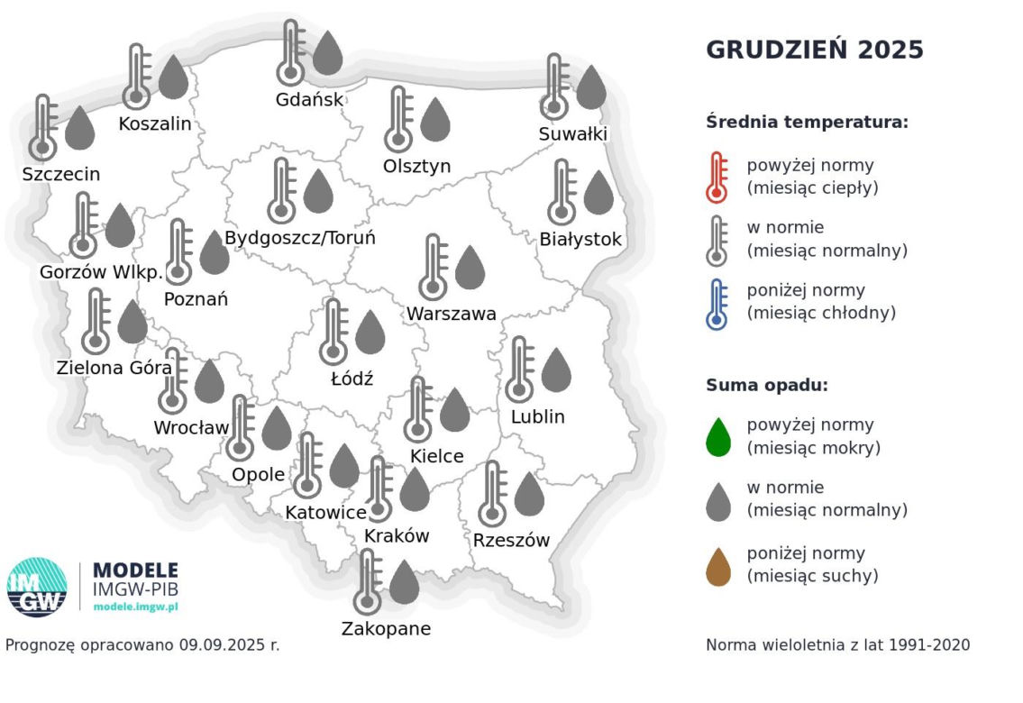 Prognoza długoterminowa IMGW na jesień/zimę