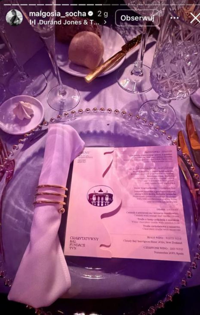 Bal TVN-u 2025, menu