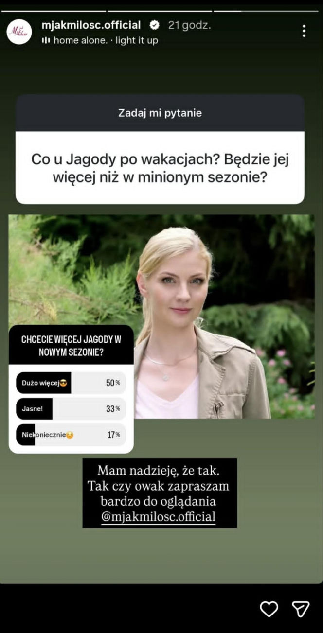 M jak miłość nowy sezon. Jagoda (Katarzyna Kołeczek)