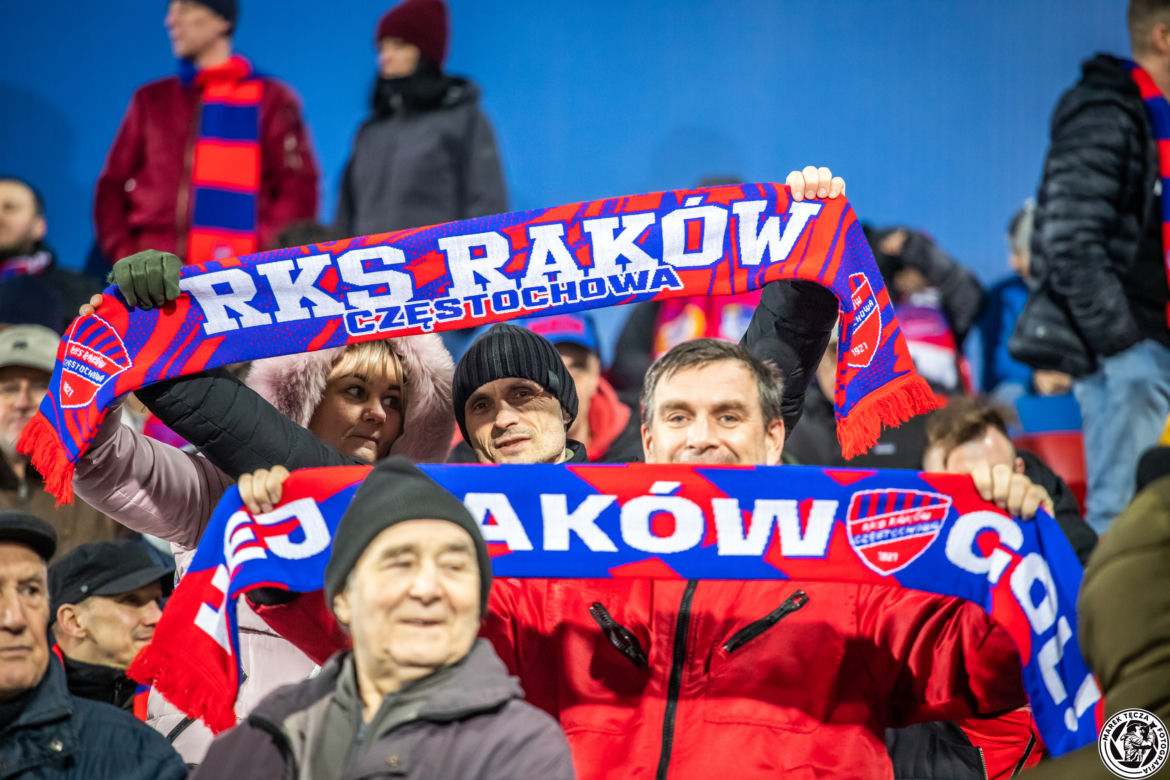 Kibice Rakowa Częstochowa na meczu z Cracovią