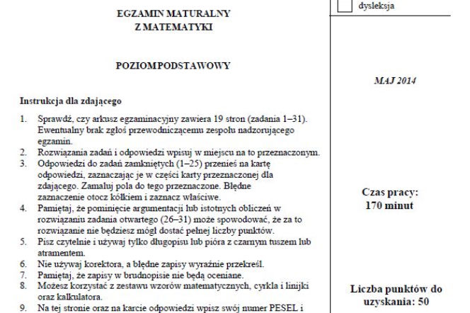 Matura 2014 matematyka