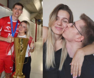 Sfotografowali, co Kamil Semeniuk wyrabiał z żoną w cichym korytarzu! Zasłonił ich potężny puchar