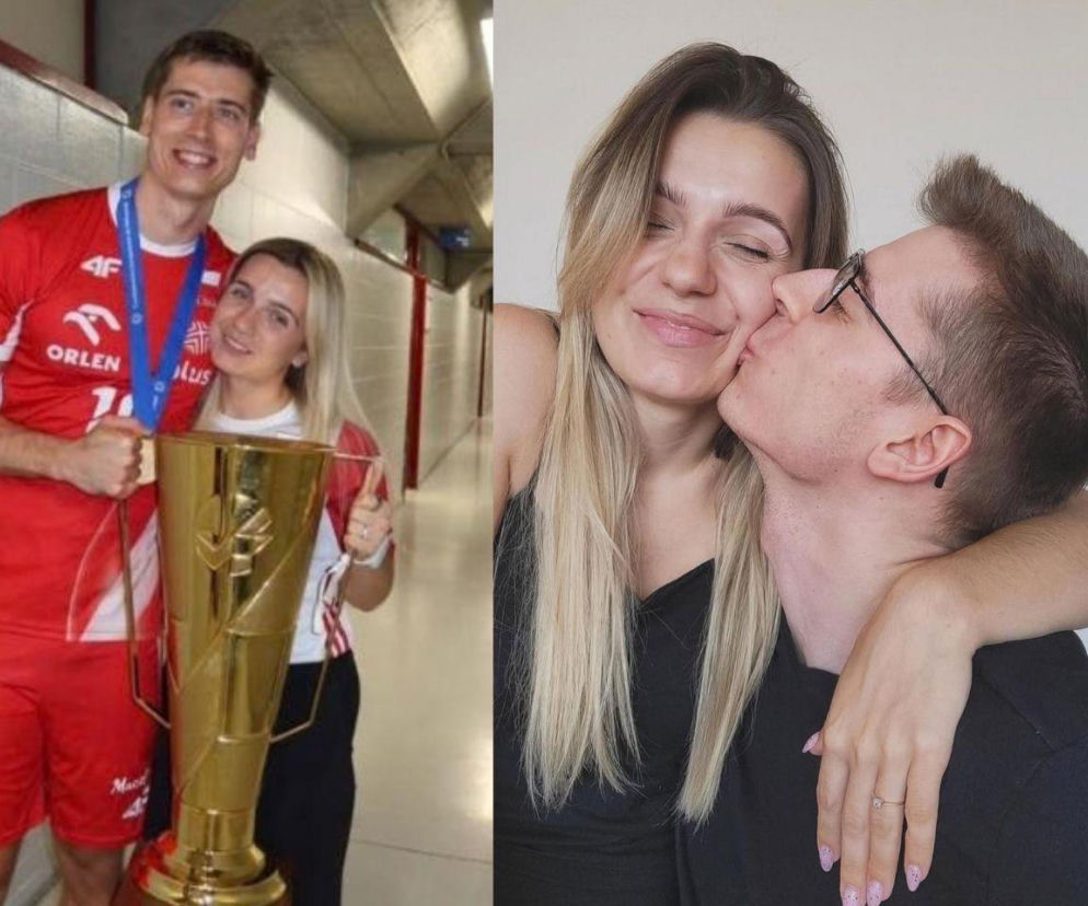 Kamil Semeniuk sfotografowany z żoną po finale. Ukryli się w cichym korytarzu z pucharem