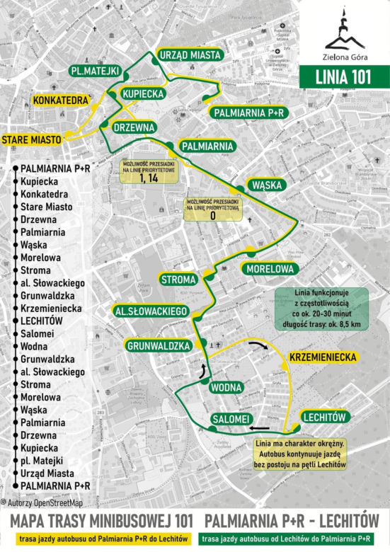 Rozkład jazdy minibusików w Zielonej Górze