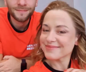 Wojciech Zygmunt i Anna Haba na planie Na sygnale