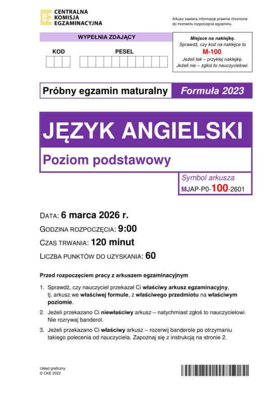 Matura próbna 2026 ANGIELSKI: Odpowiedzi eksperta + arkusz CKE [6.03.2026]